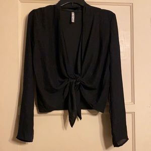 NWOT fLuxus silky blouse with ties